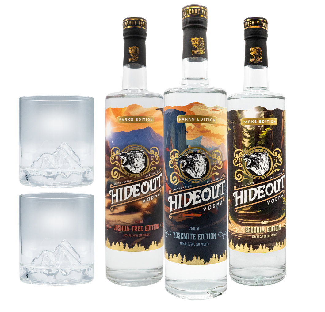 Hideout Vodka National Parks Edition Full Set 3-Pack Bundle