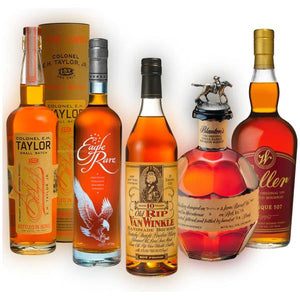 Blanton's Original Eagle Rare 10 Year Old W. L. Weller Old Rip Van Winkle & Colonel E. H. Taylor 750ml 5-Pack Bundle